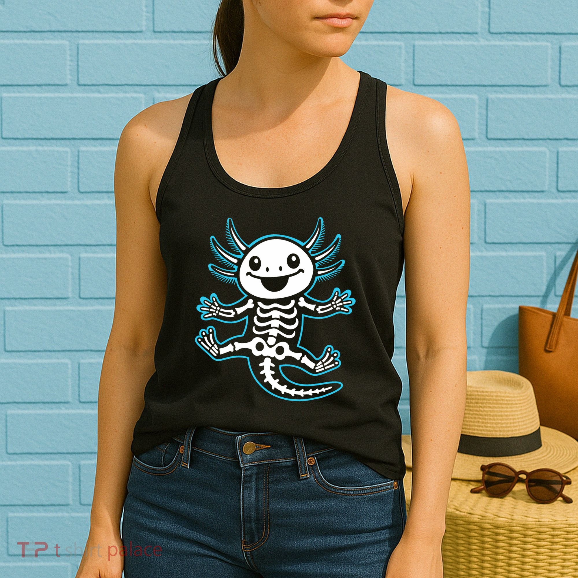 Funny Axolotl Skeleton X-Ray Women's Tank Top