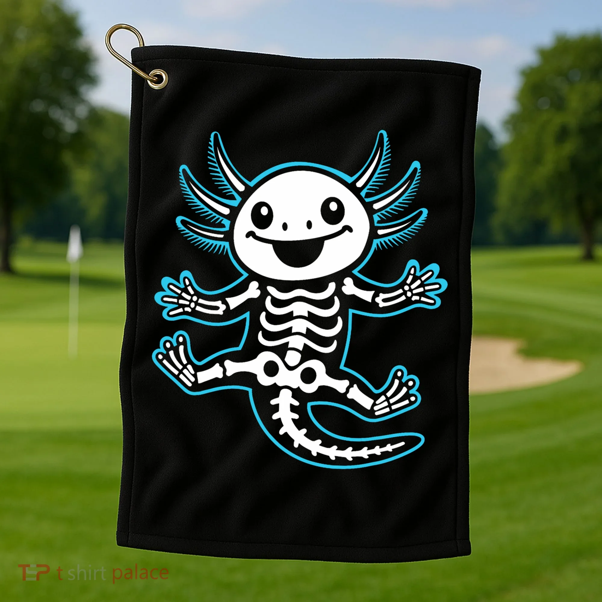 Funny Axolotl Skeleton X-Ray Golf Towel