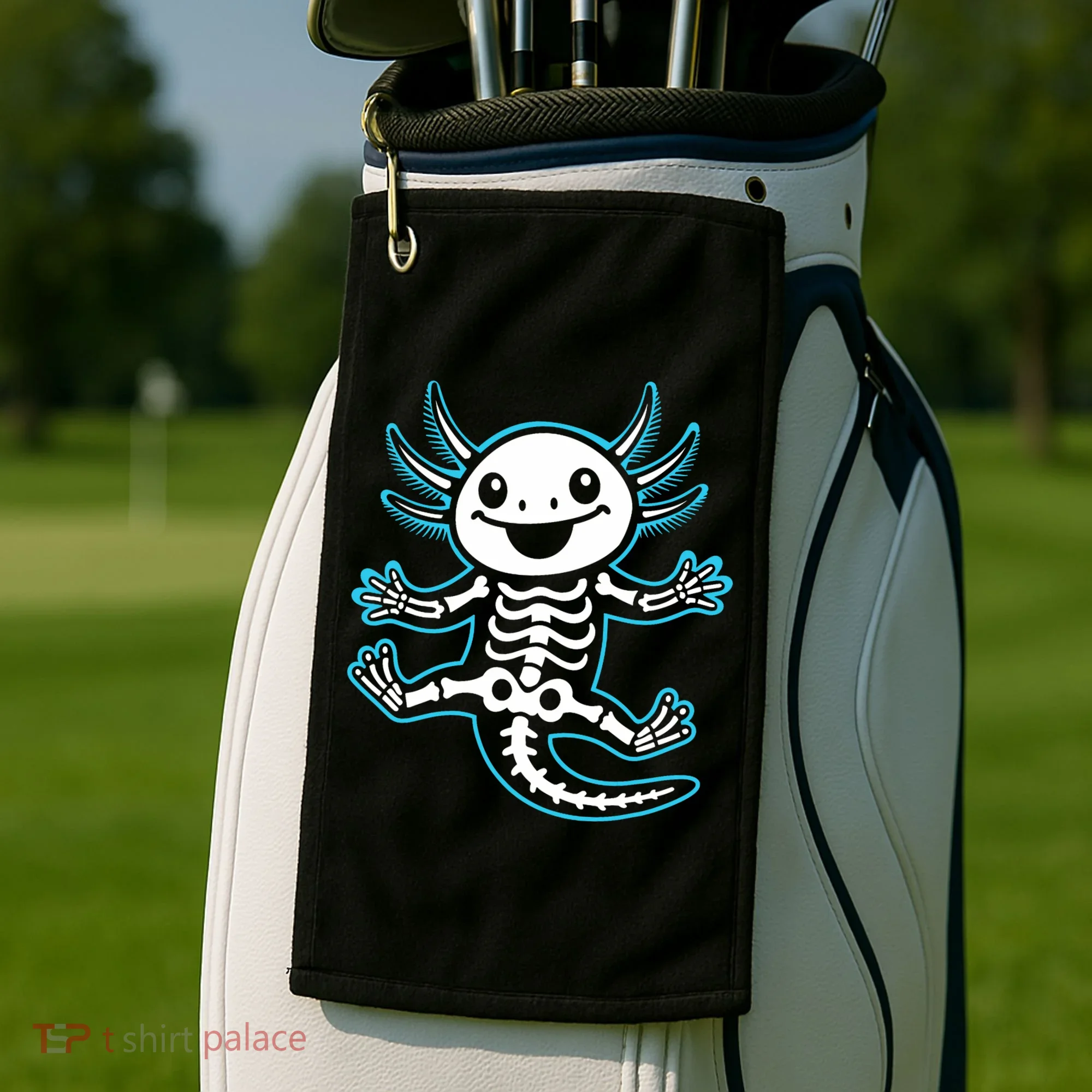 Funny Axolotl Skeleton X-Ray Golf Towel
