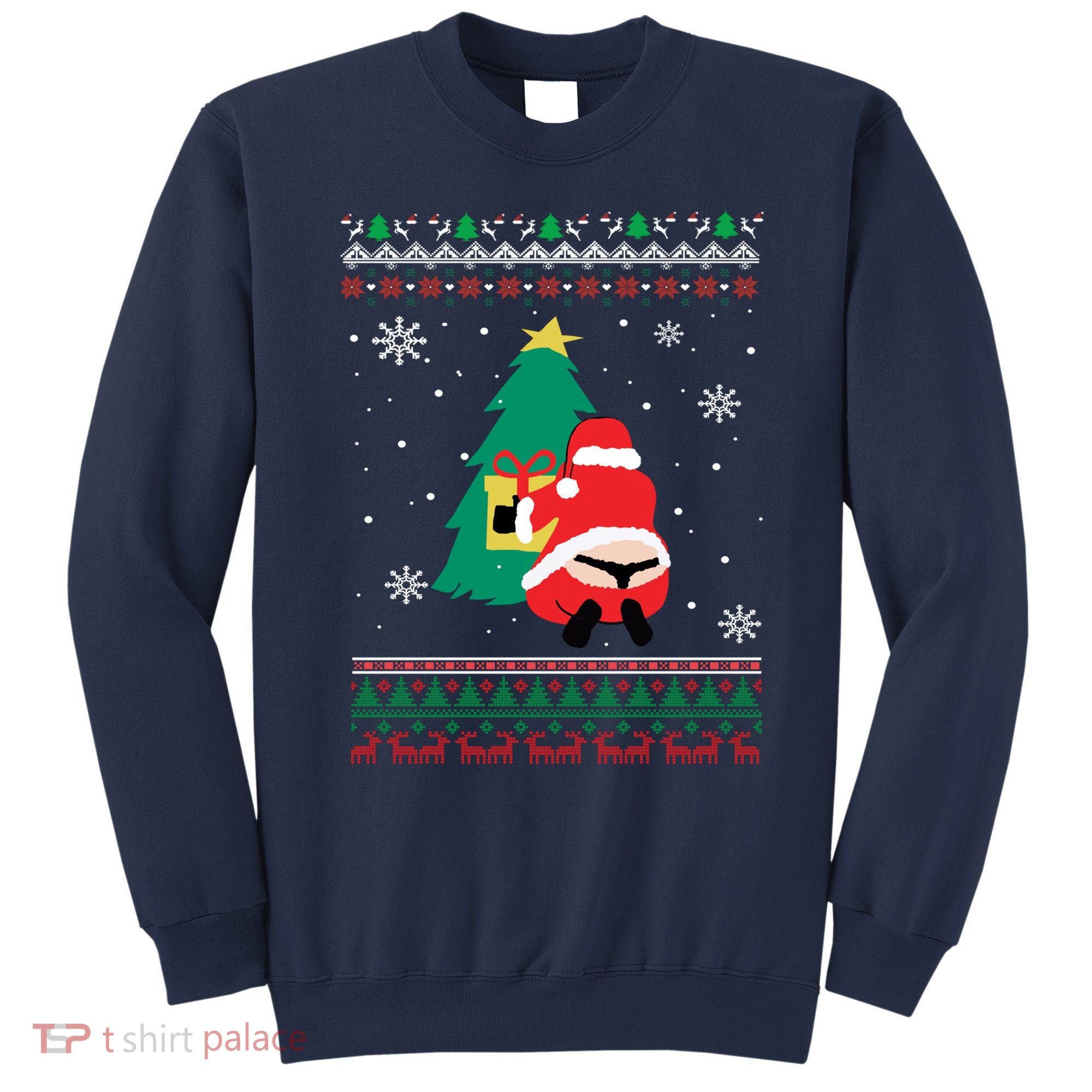 Funny Adult Santa's Whale Tail Thongs Ugly Christmas Sweater Sweatshirt