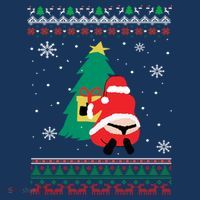 Funny Adult Santa's Whale Tail Thongs Ugly Christmas Sweater T-Shirt thumb 7