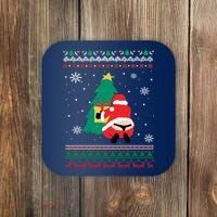 Funny Adult Santa's Whale Tail Thongs Ugly Christmas Sweater Coaster thumb 0