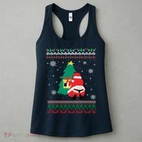Funny Adult Santa's Whale Tail Thongs Ugly Christmas Sweater Women's Tank Top thumb 3