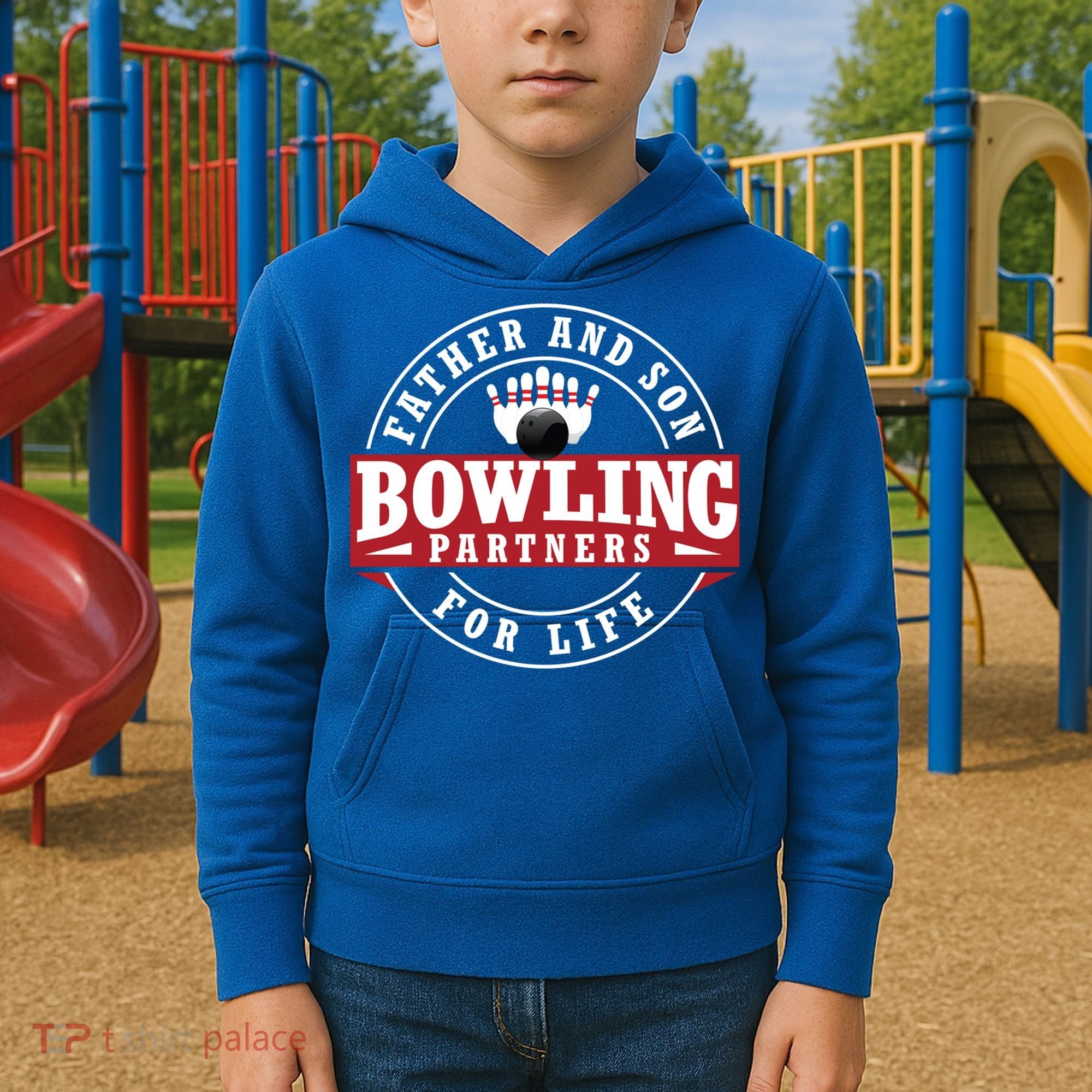 Father And Son Bowling Partners For Life Gift Kids Hoodie
