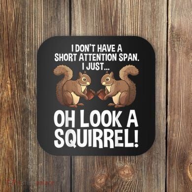Funny ADHD Squirrel Design For Men Women Chipmunk Pet Lovers Coaster