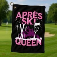 Funny Apres Ski Queen Skiing Winter Sports Party Fun Golf Towel thumb 1