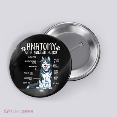 Funny Anatomy Siberian Husky Dog Lover TShirt Button