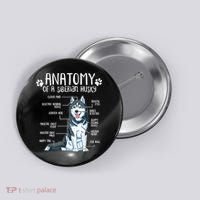 Funny Anatomy Siberian Husky Dog Lover TShirt Button thumb 0