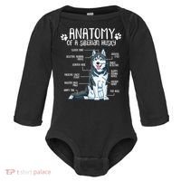 Funny Anatomy Siberian Husky Dog Lover TShirt Baby Long Sleeve Bodysuit thumb 0