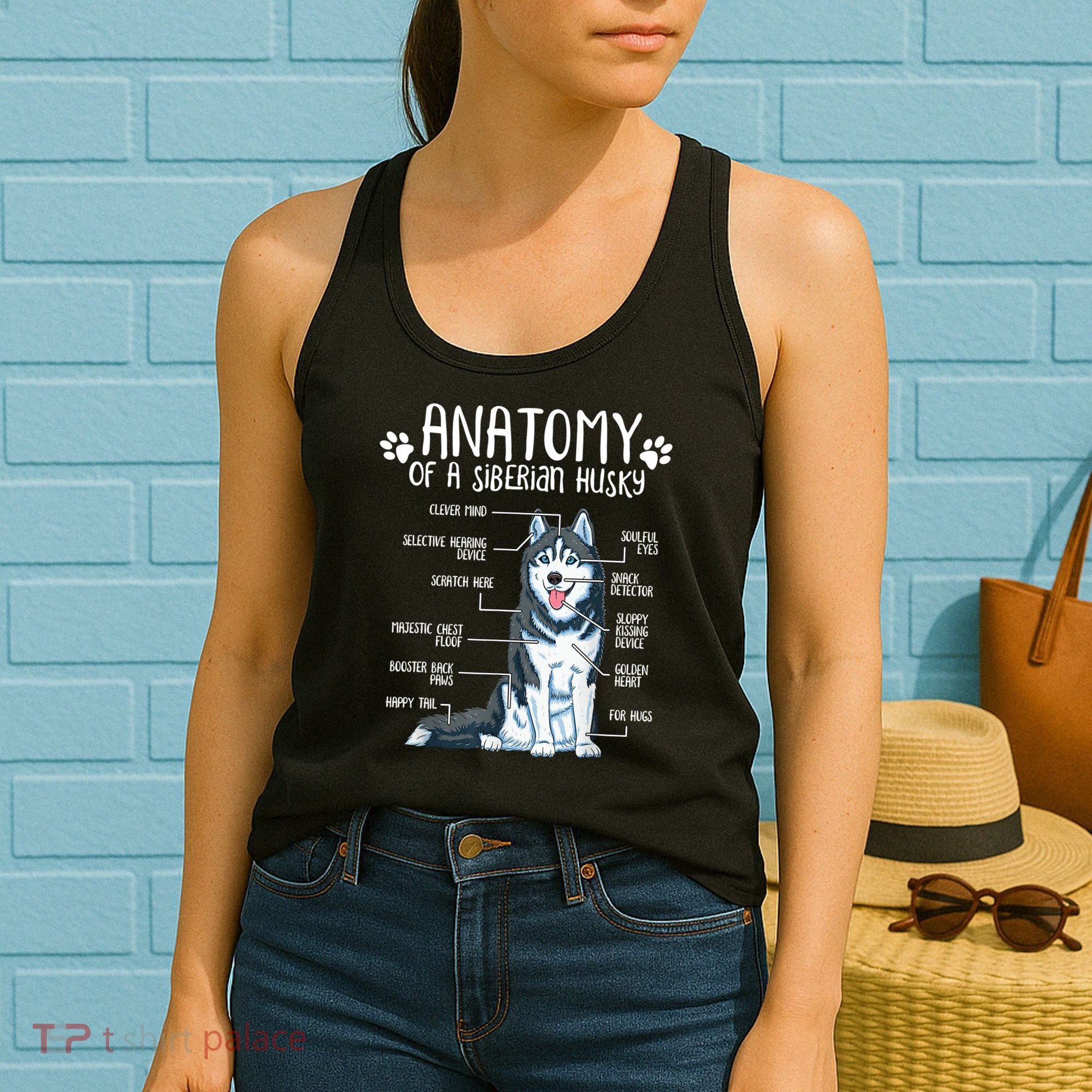 Funny Anatomy Siberian Husky Dog Lover TShirt Women's Tank Top