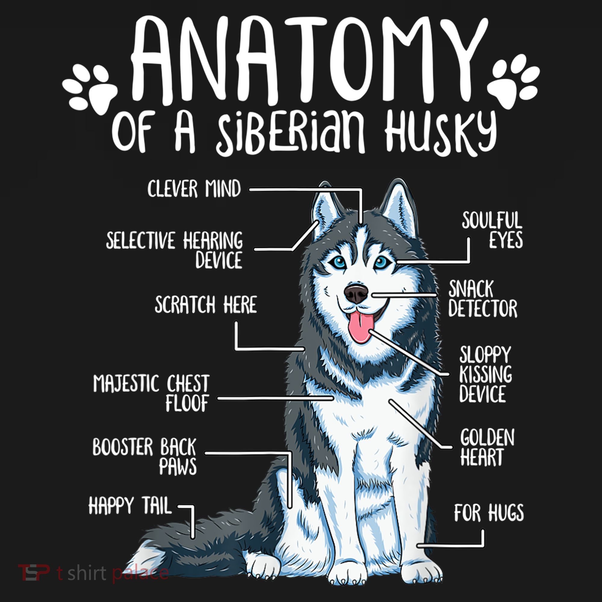 Funny Anatomy Siberian Husky Dog Lover TShirt Women's Tank Top