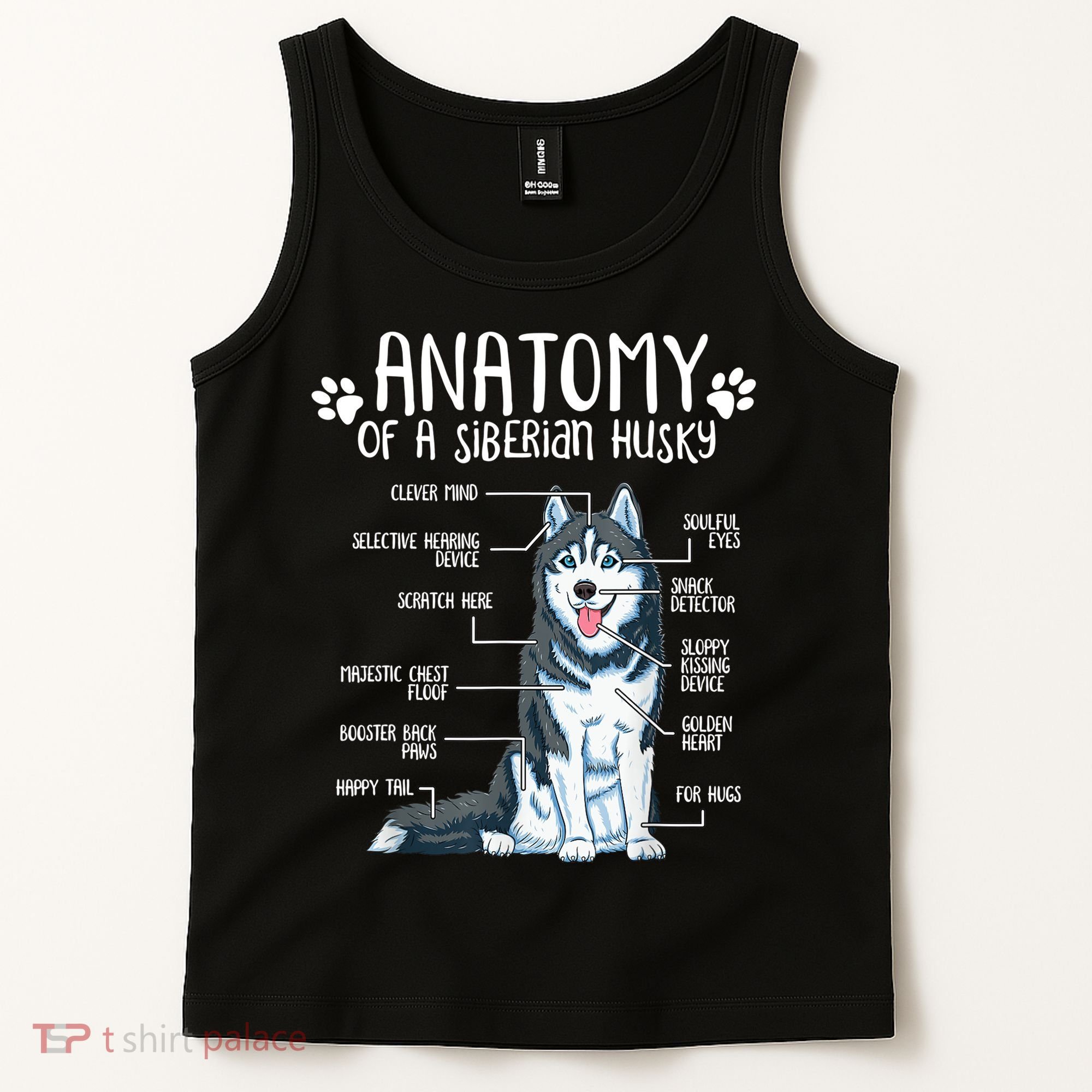 Funny Anatomy Siberian Husky Dog Lover TShirt Tank Top