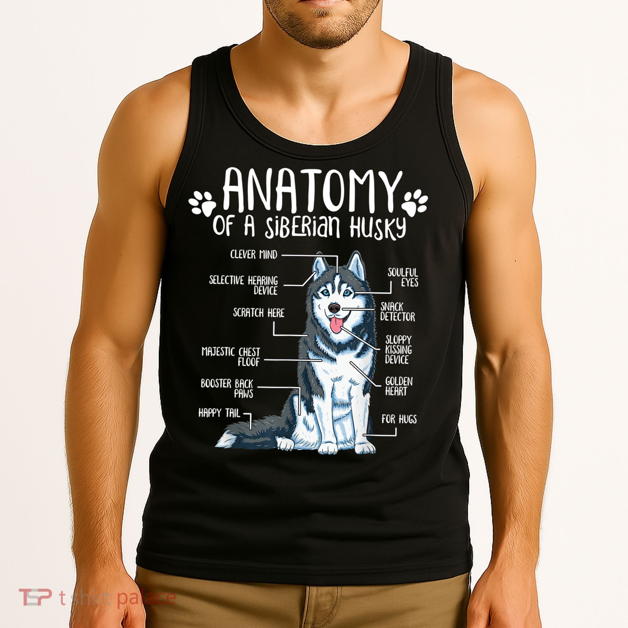 Funny Anatomy Siberian Husky Dog Lover TShirt Tank Top