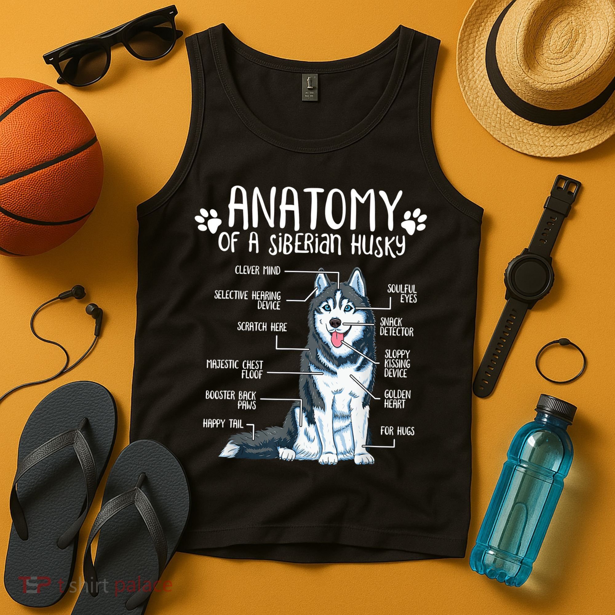 Funny Anatomy Siberian Husky Dog Lover TShirt Tank Top