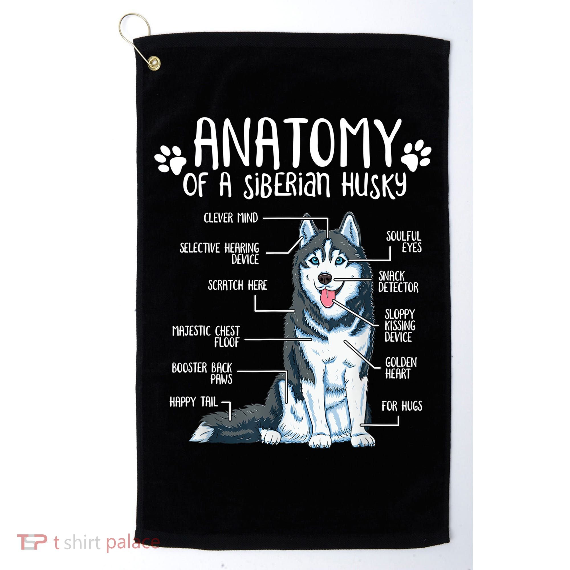 Funny Anatomy Siberian Husky Dog Lover TShirt Golf Towel