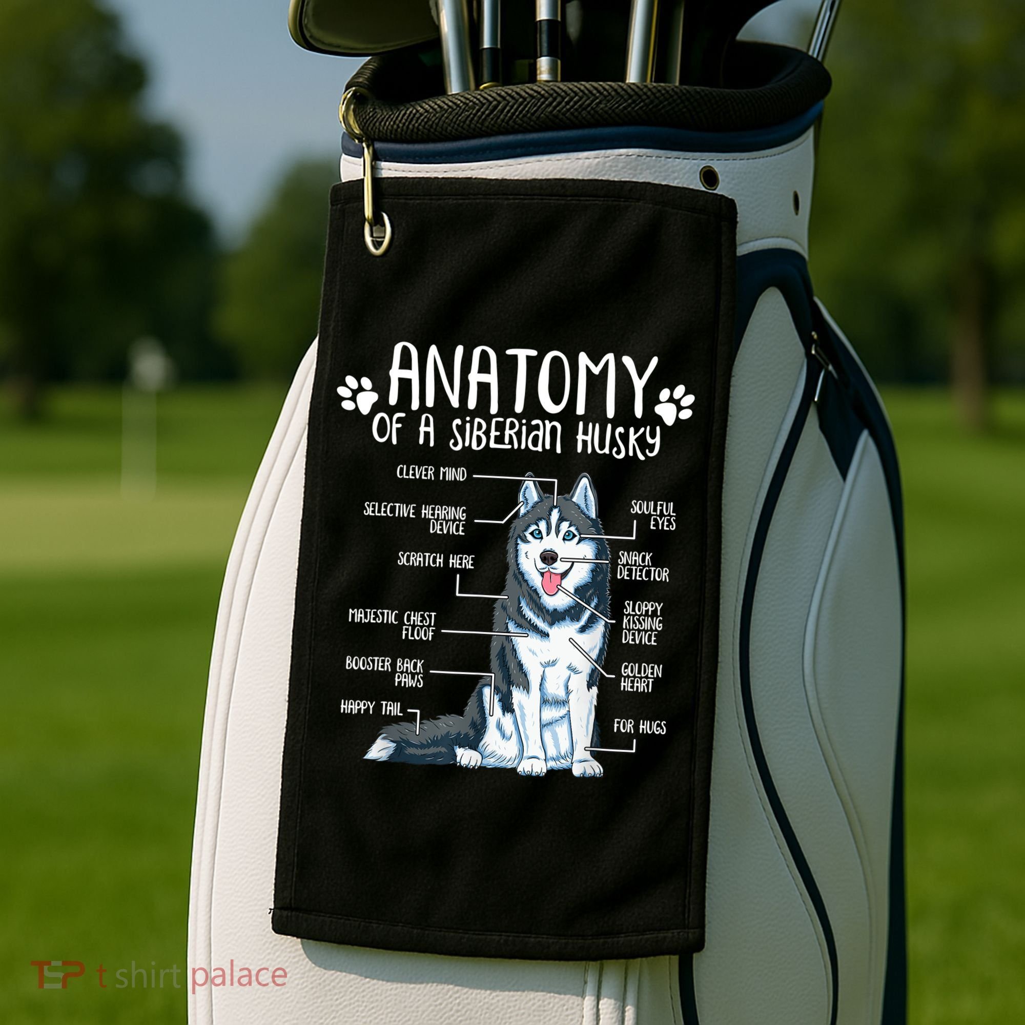 Funny Anatomy Siberian Husky Dog Lover TShirt Golf Towel