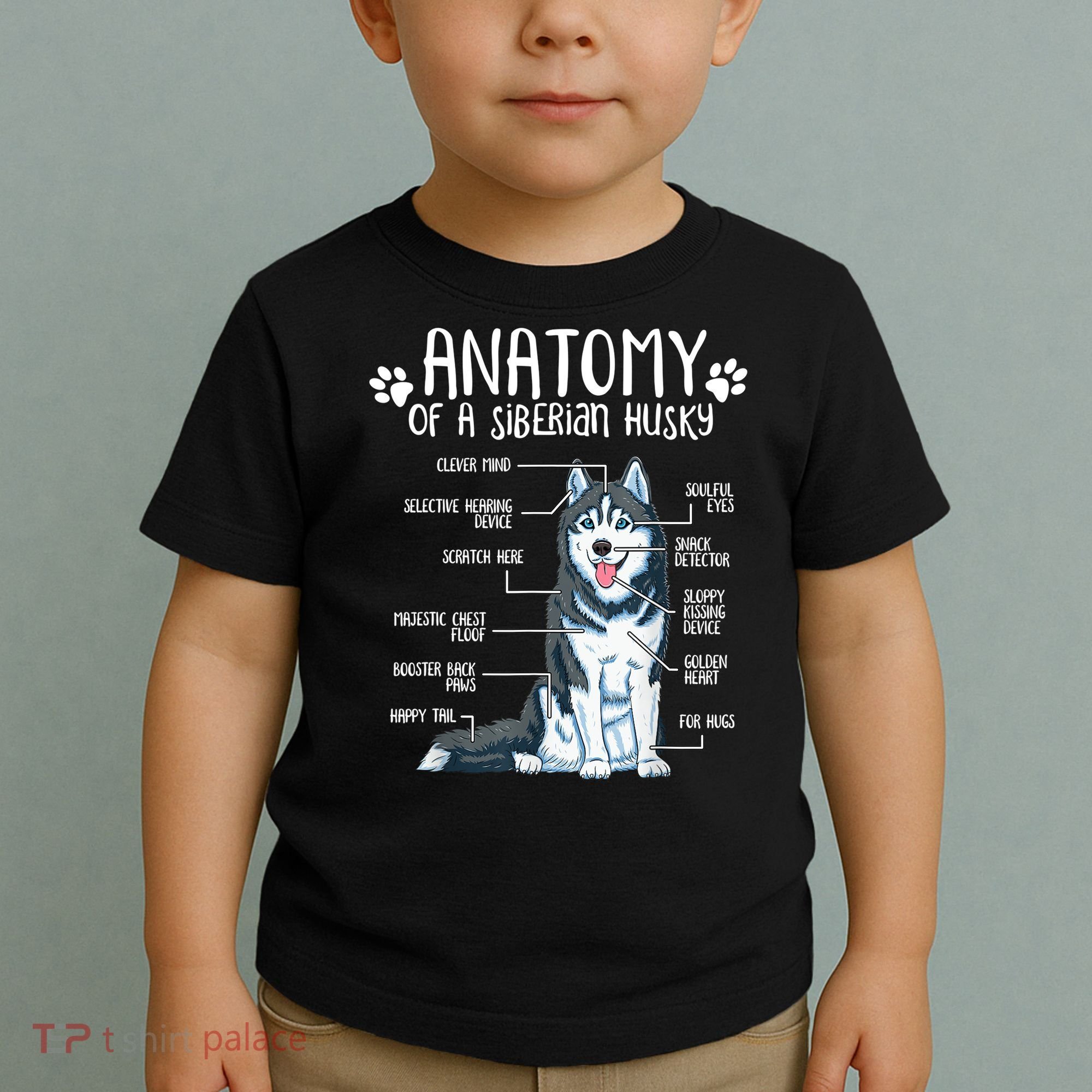 Funny Anatomy Siberian Husky Dog Lover TShirt Toddler T-Shirt
