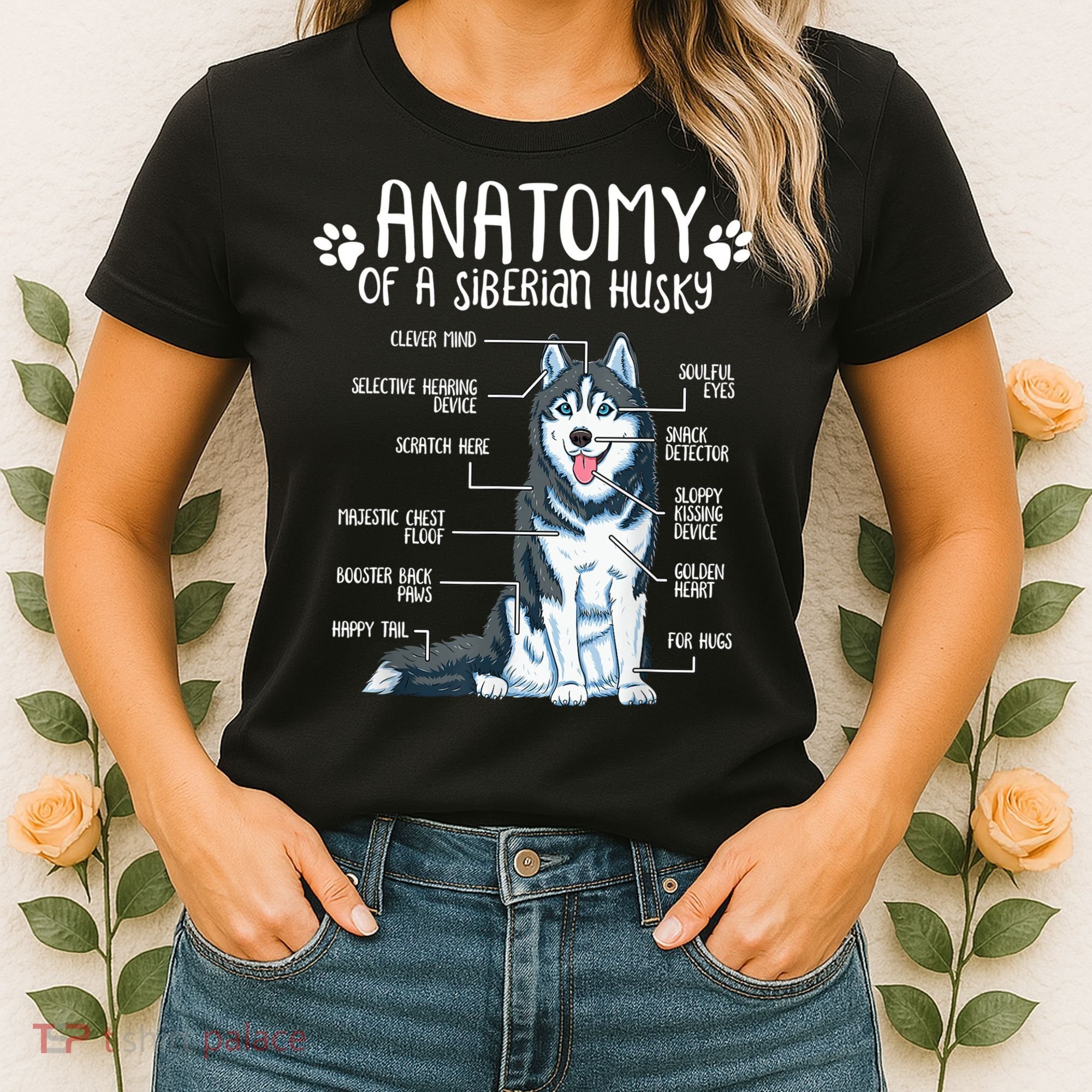 Funny Anatomy Siberian Husky Dog Lover TShirt Women's T-Shirt