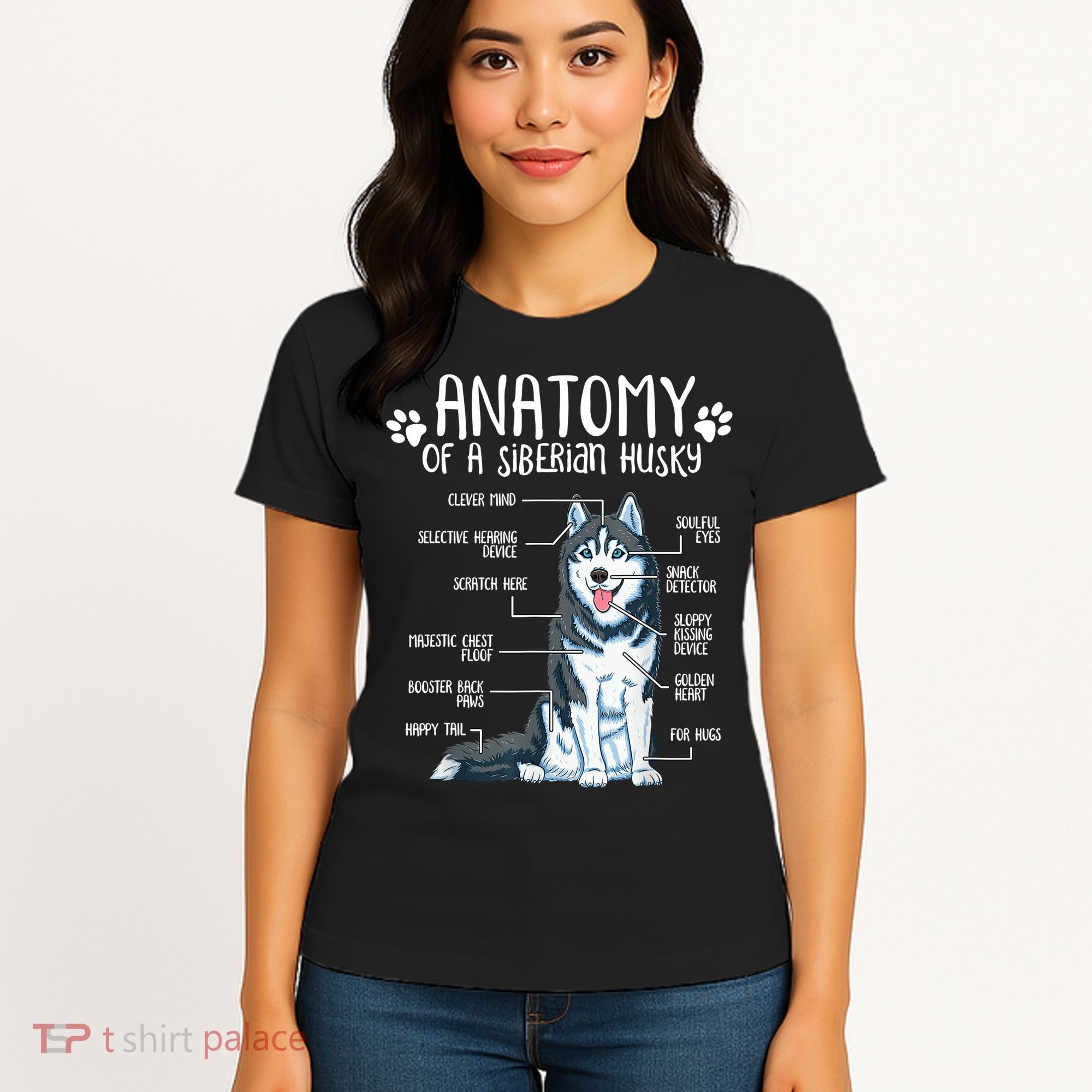 Funny Anatomy Siberian Husky Dog Lover TShirt Women's T-Shirt