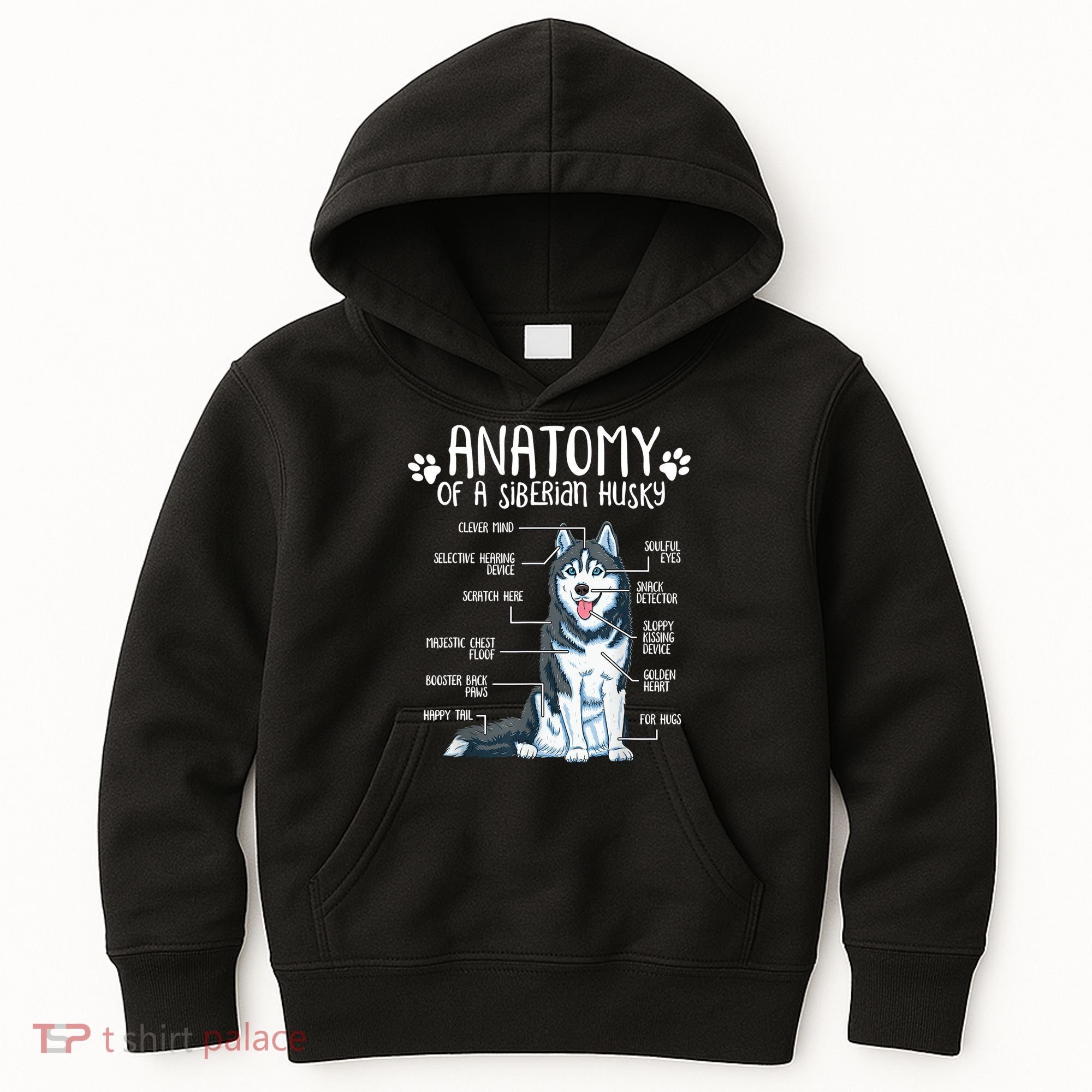 Funny Anatomy Siberian Husky Dog Lover TShirt Kids Hoodie