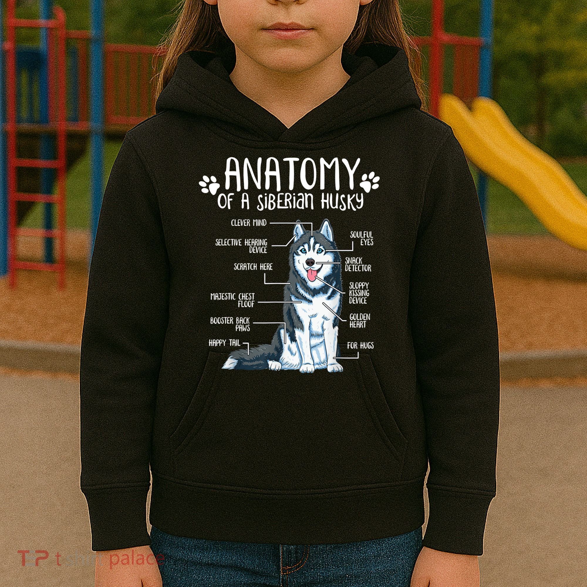 Funny Anatomy Siberian Husky Dog Lover TShirt Kids Hoodie