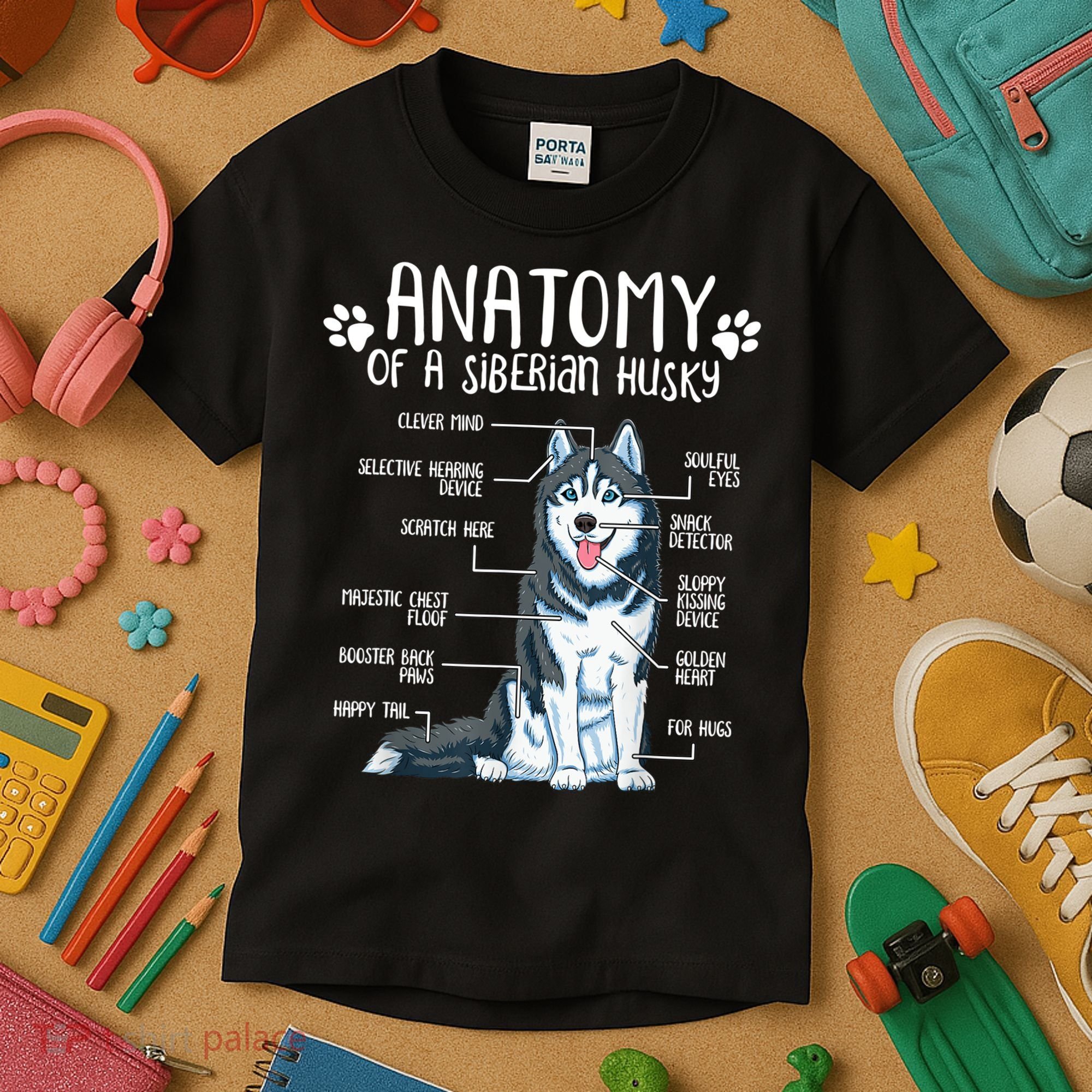 Funny Anatomy Siberian Husky Dog Lover TShirt Kids T-Shirt
