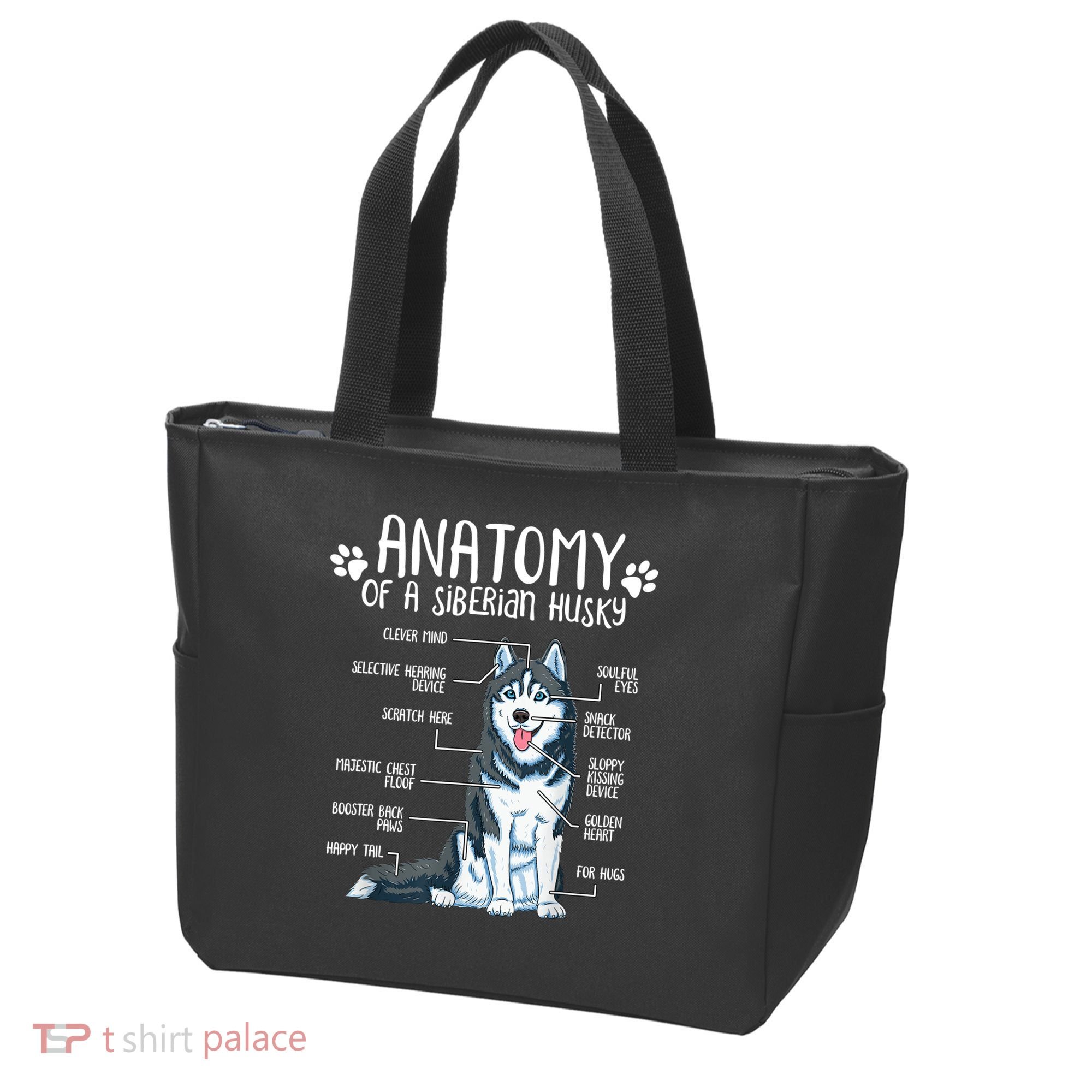 Funny Anatomy Siberian Husky Dog Lover TShirt Tote Bag