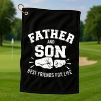 Father And Son Best Friends For Life Great Gift Golf Towel thumb 1
