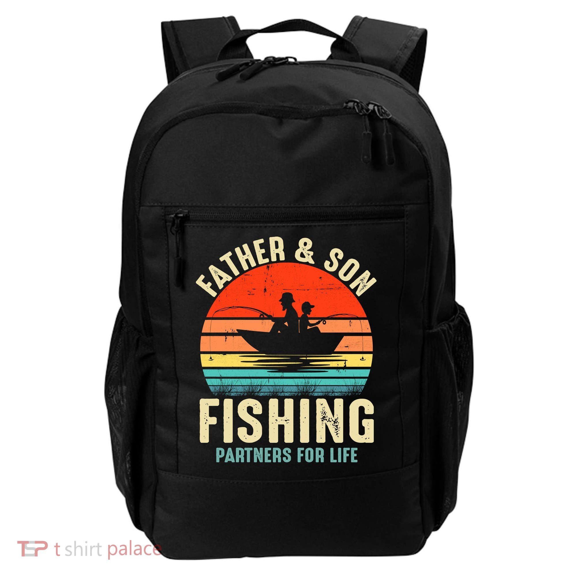 Father And Son Fishing Partner For Life Retro Matching Dad Backpack