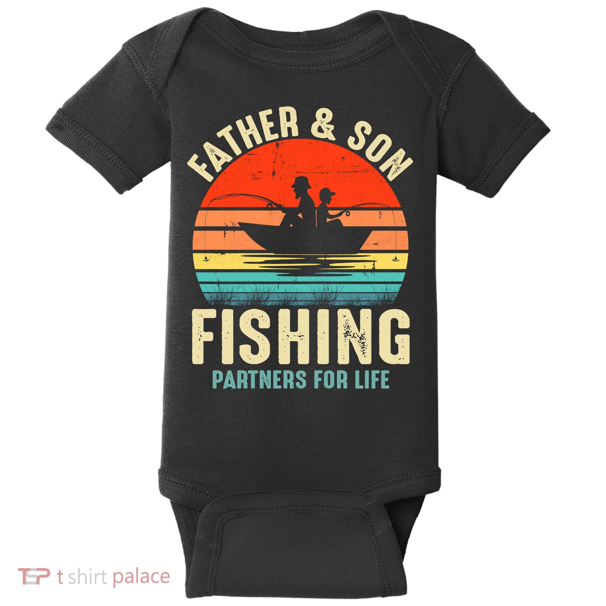 Father And Son Fishing Partner For Life Retro Matching Dad Baby Bodysuit