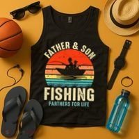 Father And Son Fishing Partner For Life Retro Matching Dad Tank Top thumb 4