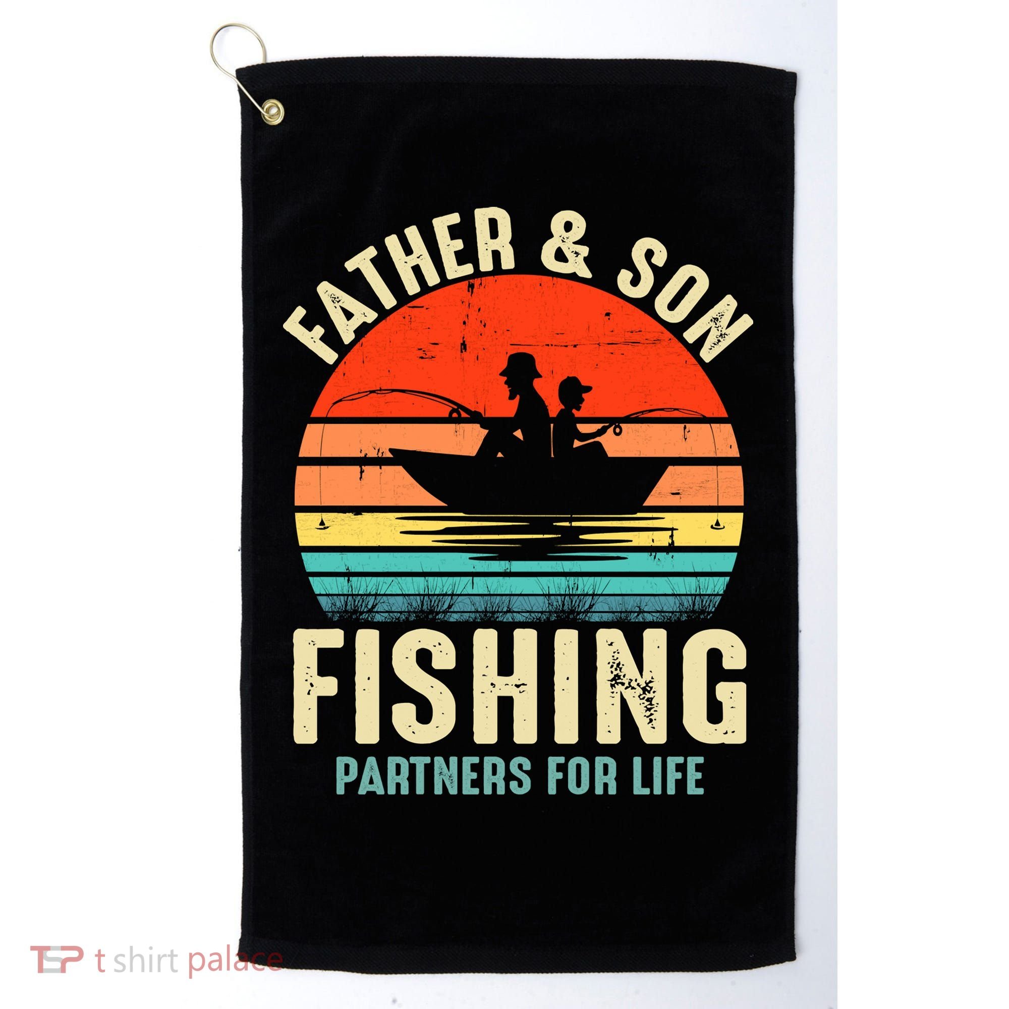 Father And Son Fishing Partner For Life Retro Matching Dad Golf Towel