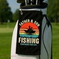 Father And Son Fishing Partner For Life Retro Matching Dad Golf Towel thumb 2