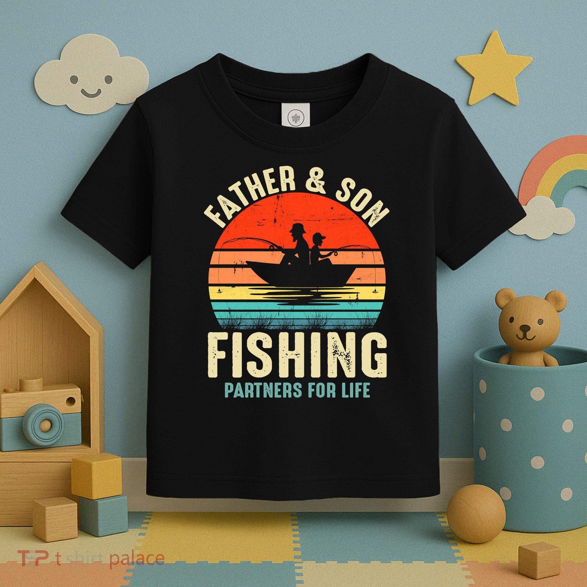 Father And Son Fishing Partner For Life Retro Matching Dad Toddler T-Shirt