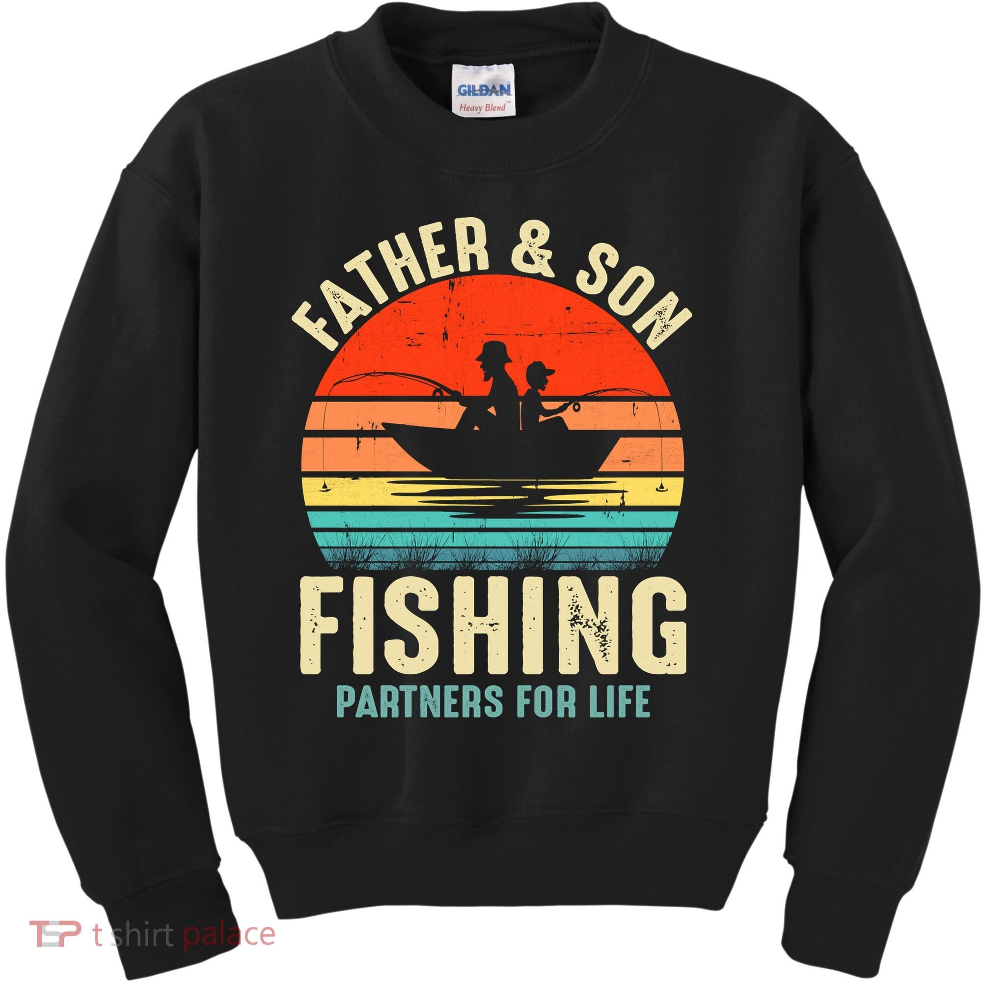 Father And Son Fishing Partner For Life Retro Matching Dad Kids Sweatshirt