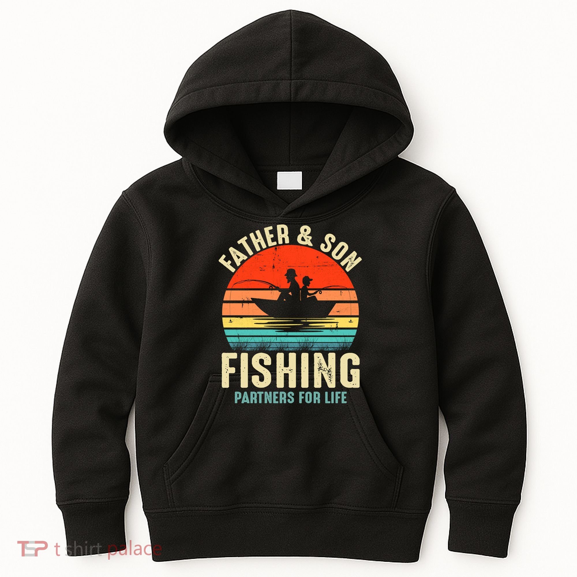 Father And Son Fishing Partner For Life Retro Matching Dad Kids Hoodie