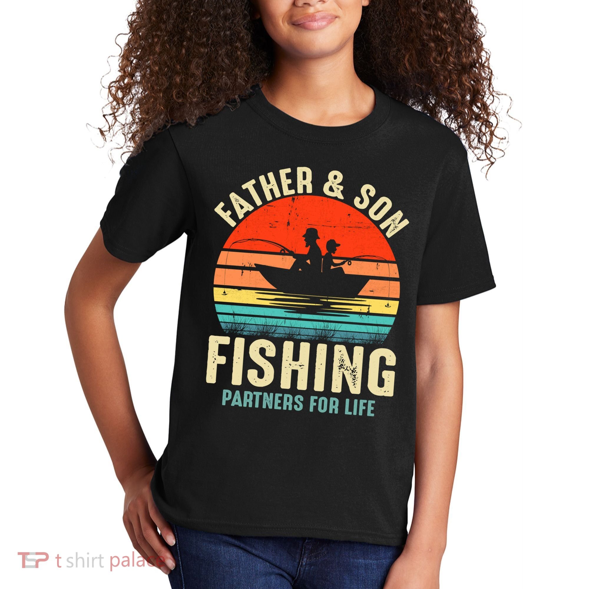 Father And Son Fishing Partner For Life Retro Matching Dad Kids T-Shirt