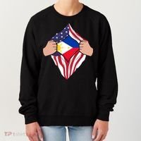Filipino American Superhero Usa Philippines Man Chest Flag Gift Women's Sweatshirt thumb 0