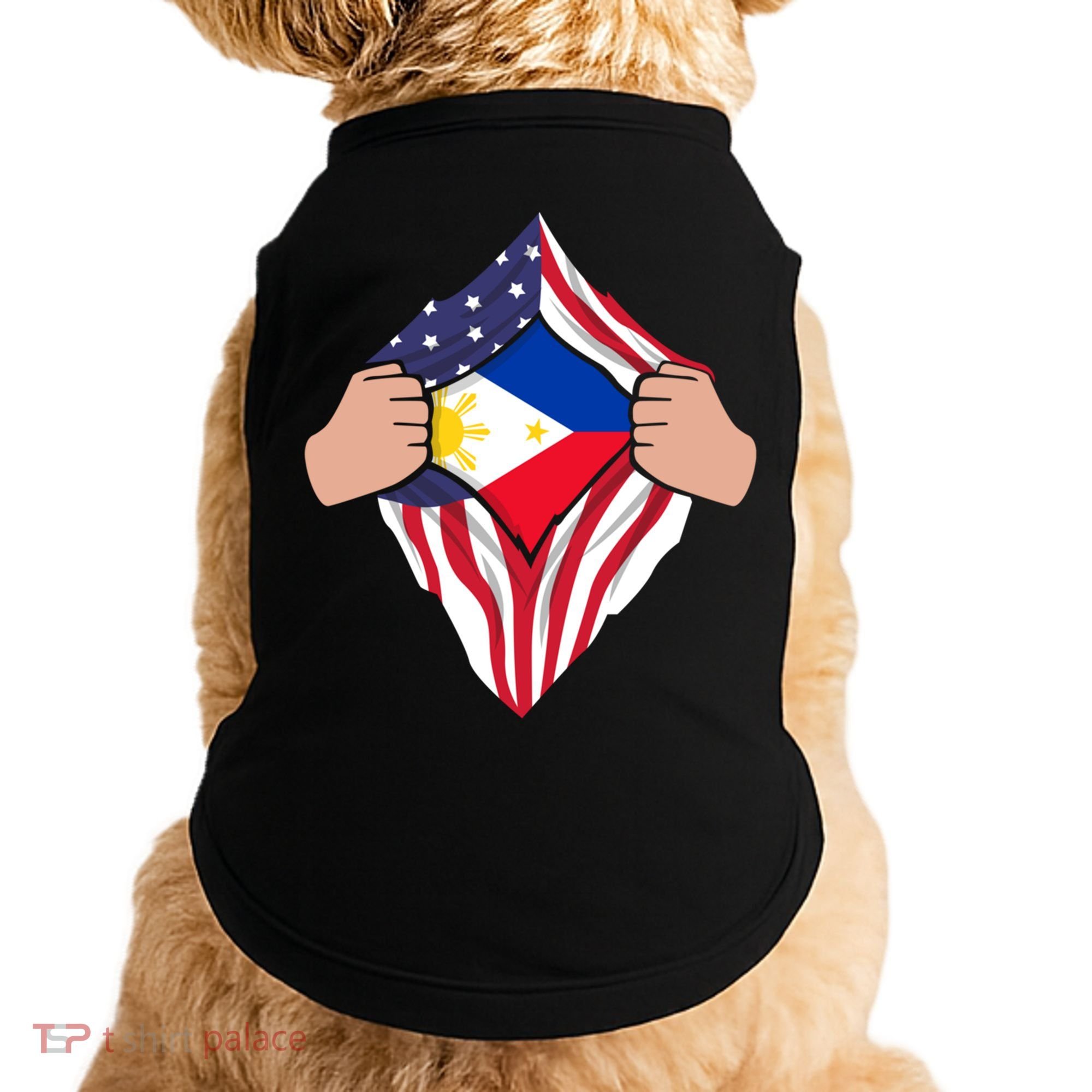 Filipino American Superhero Usa Philippines Man Chest Flag Gift Doggie Tank