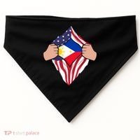 Filipino American Superhero Usa Philippines Man Chest Flag Gift USA-Made Doggie Bandana thumb 0