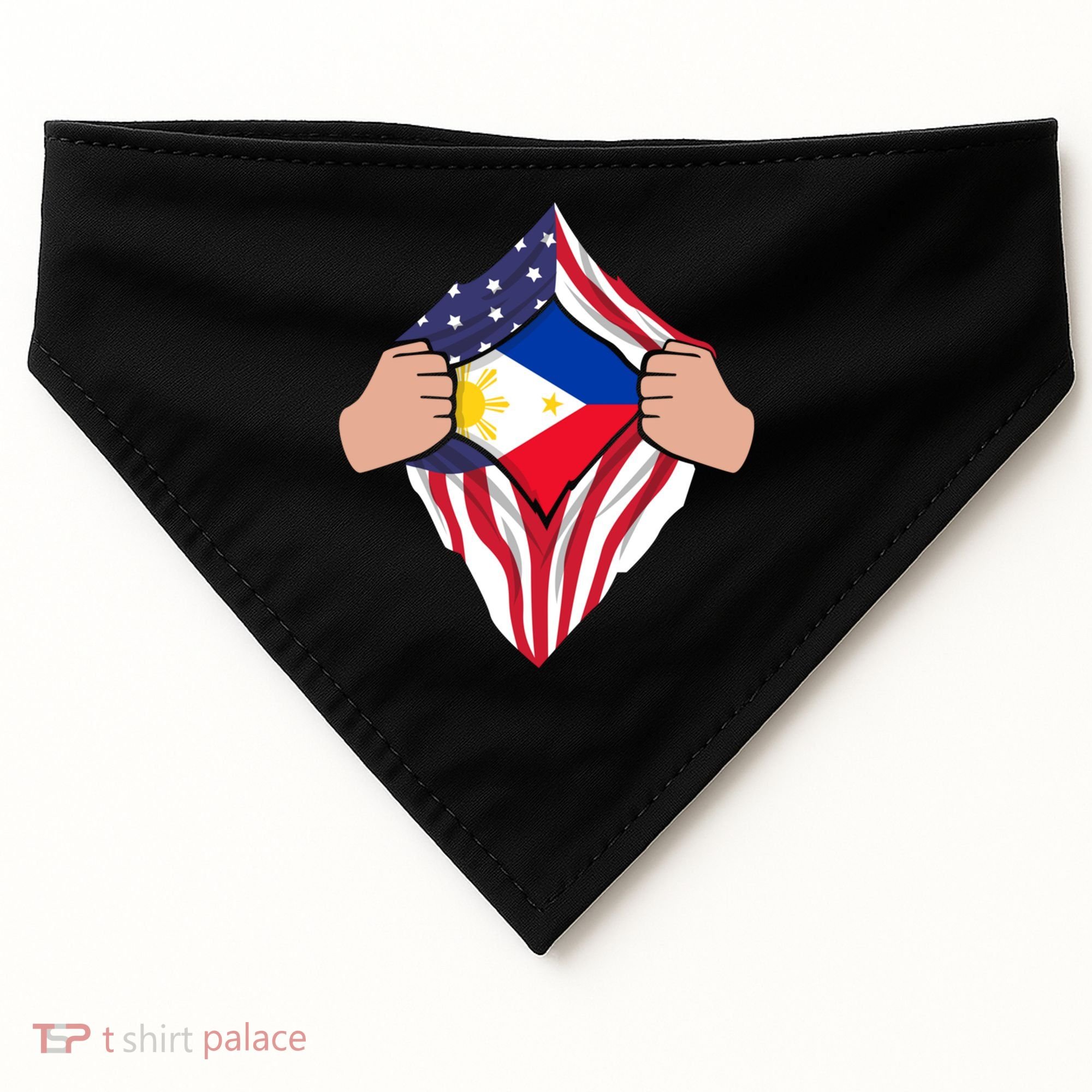 Filipino American Superhero Usa Philippines Man Chest Flag Gift USA-Made Doggie Bandana