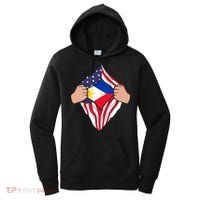 Filipino American Superhero Usa Philippines Man Chest Flag Gift Women's Hoodie thumb 0