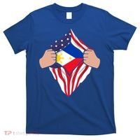 Filipino American Superhero Usa Philippines Man Chest Flag Gift T-Shirt thumb 0