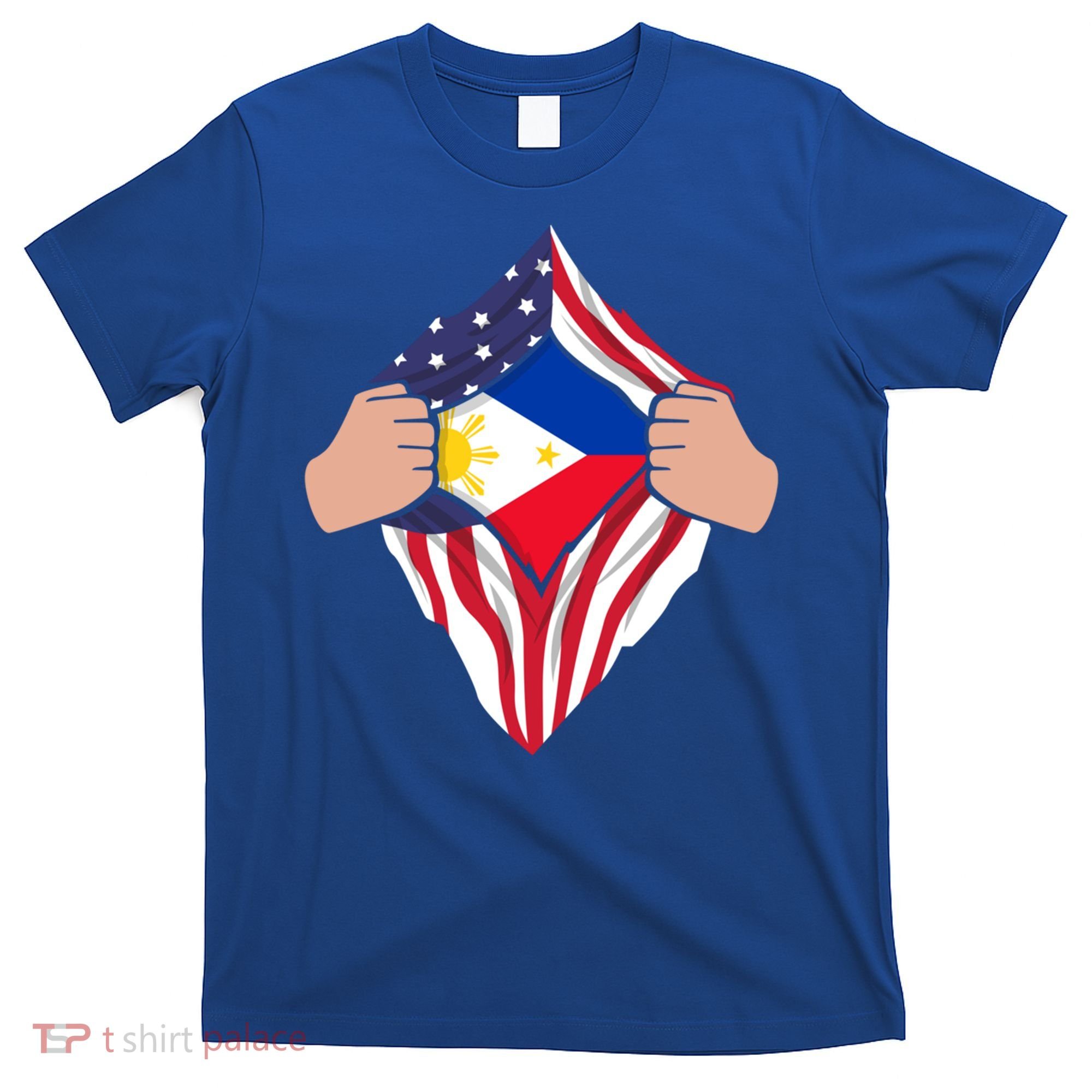 Filipino American Superhero Usa Philippines Man Chest Flag Gift T-Shirt