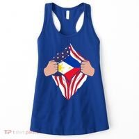 Filipino American Superhero Usa Philippines Man Chest Flag Gift Women's Tank Top thumb 0