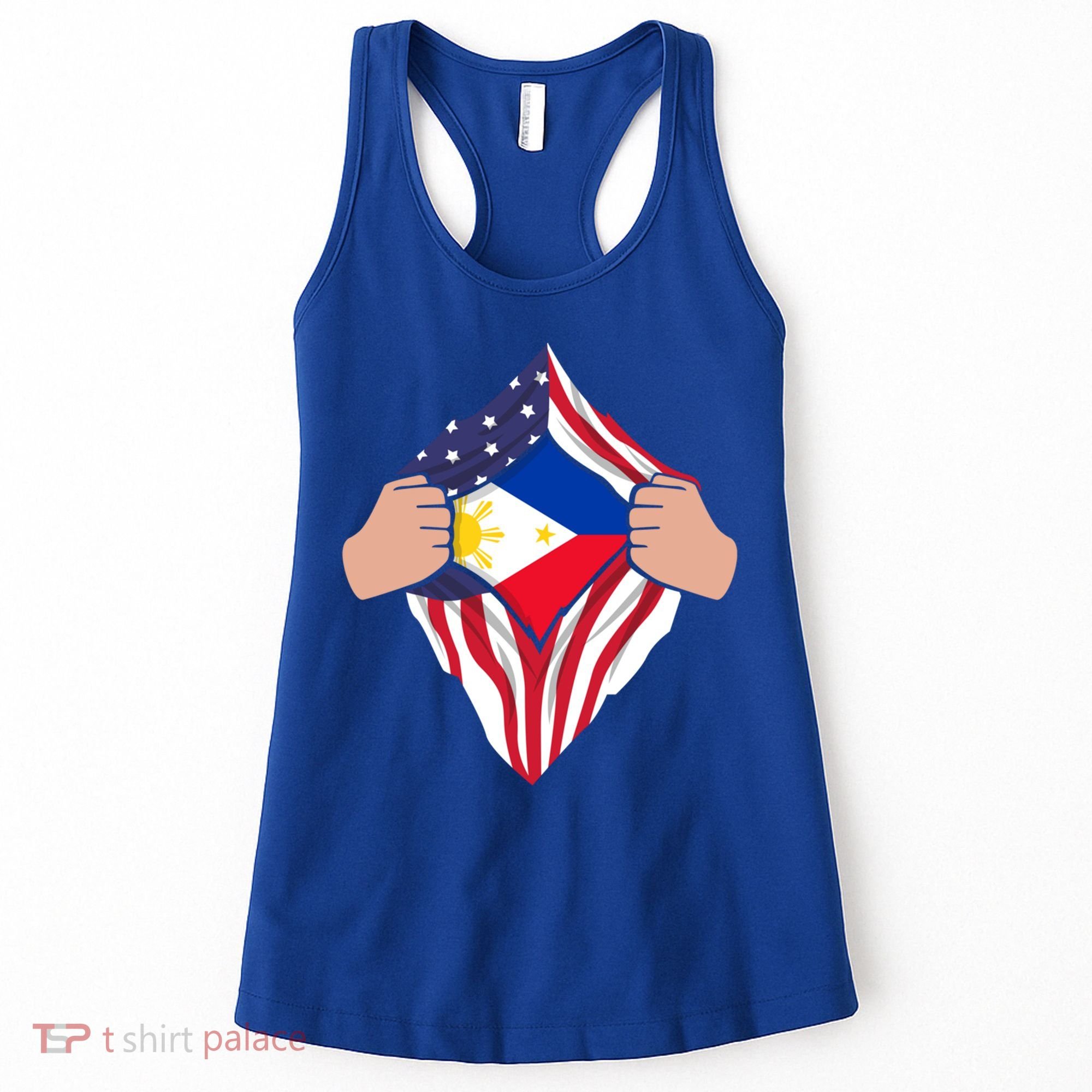Filipino American Superhero Usa Philippines Man Chest Flag Gift Women's Tank Top