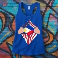 Filipino American Superhero Usa Philippines Man Chest Flag Gift Women's Tank Top thumb 3