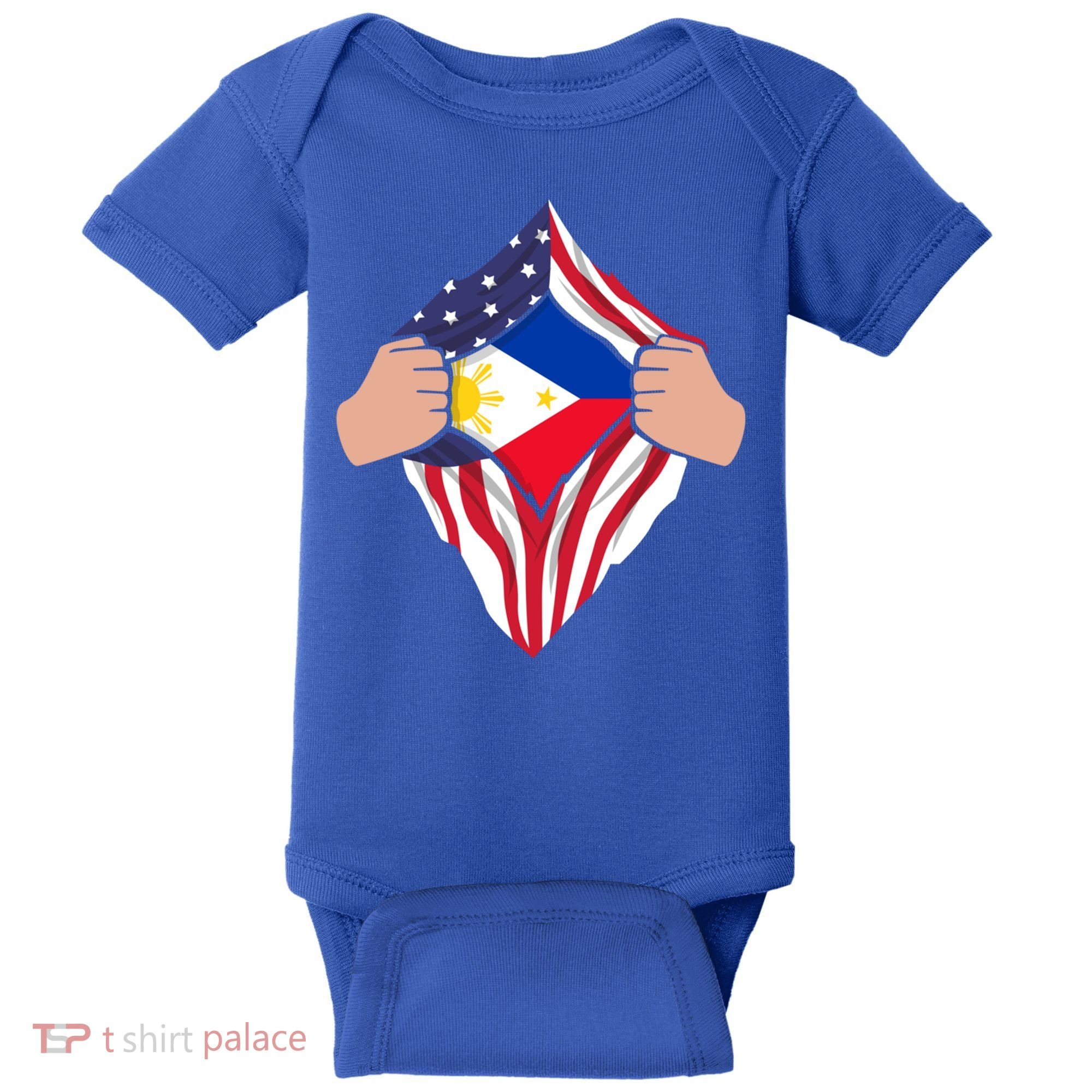 Filipino American Superhero Usa Philippines Man Chest Flag Gift Baby Bodysuit