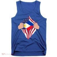 Filipino American Superhero Usa Philippines Man Chest Flag Gift Tank Top thumb 0