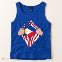 Filipino American Superhero Usa Philippines Man Chest Flag Gift Tank Top thumb 2